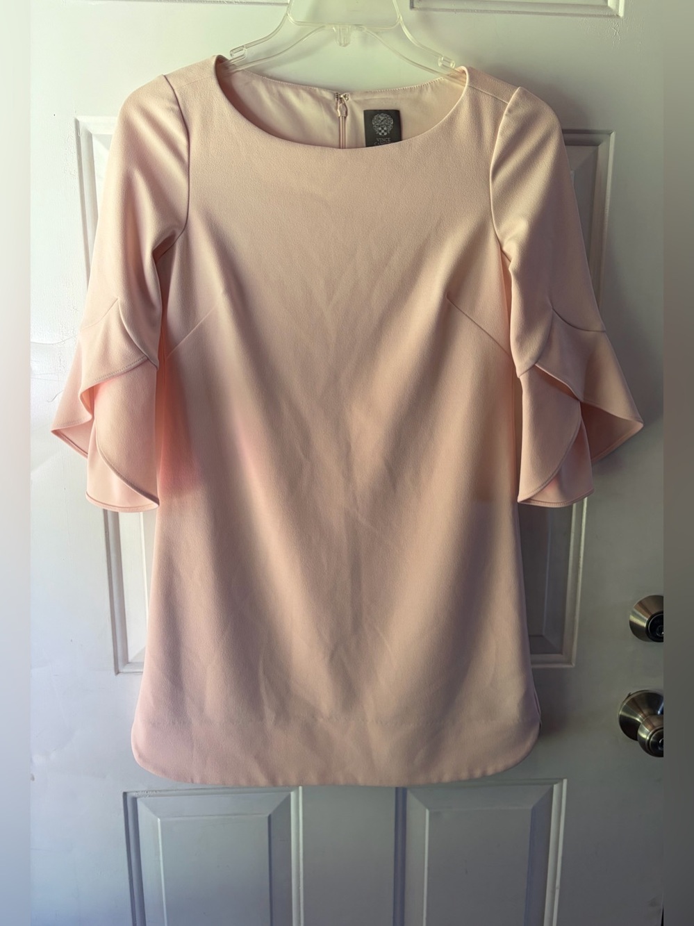 Vince Camuto Blush Pink Ruffle-Sleeve Midi Dress Sz 2